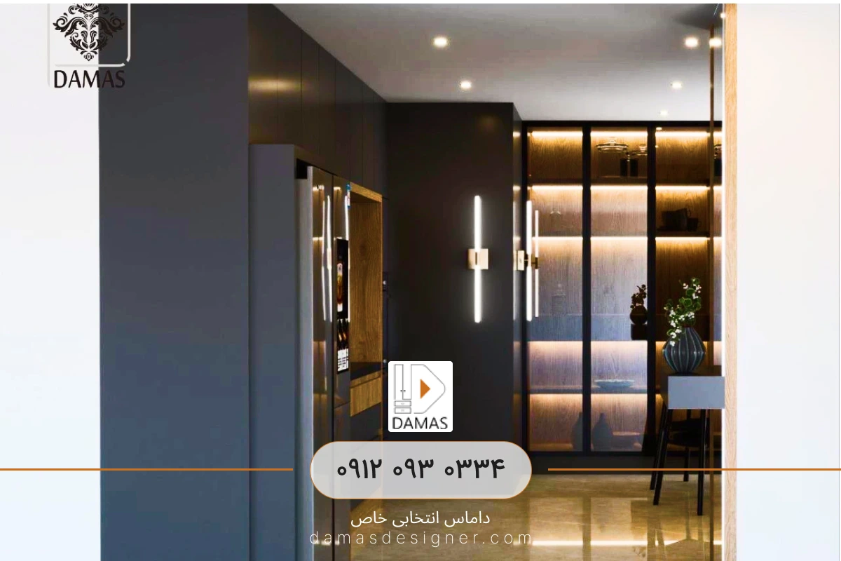 سفارش کابینت مدرن مشکی و چوب در کرج
